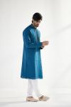 Cerulean Blue Cotton Mirror Kurta Set