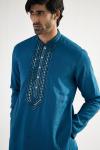 Cerulean Blue Cotton Mirror Kurta Set