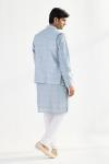 Ice Blue Silk Half Jacket Set