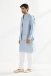 Ice Blue Silk Half Jacket Set