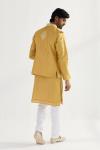 Yellow Ochre Silk Half Jacket Set