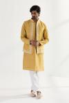 Yellow Ochre Silk Half Jacket Set