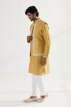 Yellow Ochre Silk Half Jacket Set