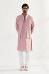 Pink Mirror Silk Half Jacket Set