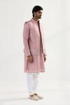 Pink Mirror Silk Half Jacket Set