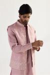 Pink Mirror Silk Half Jacket Set