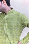 Lime Green Silk Kurta Set