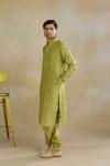 Lime Green Silk Kurta Set