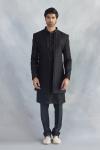 Raven Black Silk Sherwani Set