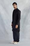 Raven Black Silk Sherwani Set