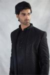 Raven Black Silk Sherwani Set