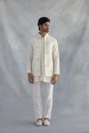 Classic Ivory Chanderi Half Jacket Set