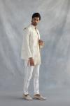 Classic Ivory Chanderi Half Jacket Set