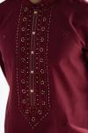 Maroon Cotton Mirror Kurta Set