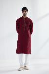 Maroon Cotton Mirror Kurta Set