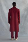 Cherry Red Silk Sherwani Set