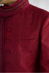 Cherry Red Silk Sherwani Set