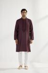 Wine Cotton Kurta Set