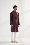 Wine Cotton Kurta Set