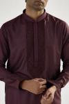 Wine Cotton Kurta Set