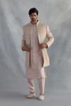 Beige Silk Sherwani Set