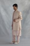 Beige Silk Sherwani Set