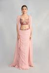 British Pink Geogette Cape Skirt Set