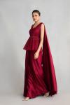 Red Satin Drape Saree