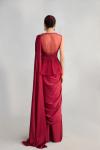 Red Satin Drape Saree