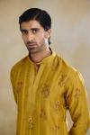 Mustard Silk Printed Kurta Set