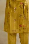 Mustard Silk Printed Kurta Set