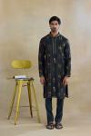 Shadow Black Silk Printed Kurta Set