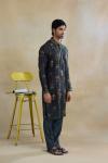 Shadow Black Silk Printed Kurta Set