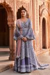 Mauvish Grey Embroidered Jacket Lehenga