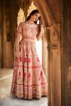 Coral Embroidered Bridal Lehenga