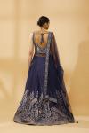 Royal Blue Embroidered Gown With Net Dupatta