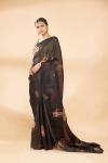 Chocolate Digital print Embroidered Saree