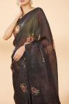 Chocolate Digital print Embroidered Saree