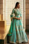 Teal Blue Embroidered Lehenga