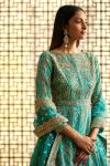 Teal Blue Embroidered Lehenga