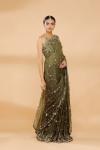 Olive Green Ombre Embroidered Saree