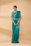 Teal Ombre Plain Saree