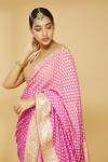 Fuschia Pink Embroidered Saree