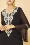 Black Embroidered Kutra Palazzo Set