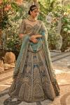 Teal Blue Raw Silk Lehenga