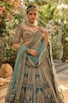 Teal Blue Raw Silk Lehenga