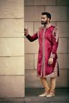 Maroon Embroidered Sherwani