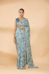 Aqua Blue Embroidered Saree