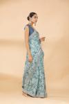 Aqua Blue Embroidered Saree