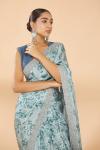 Aqua Blue Embroidered Saree